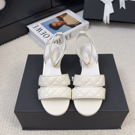 25C Sandal 45mm Open Heel White Lambskin 233492 - 35