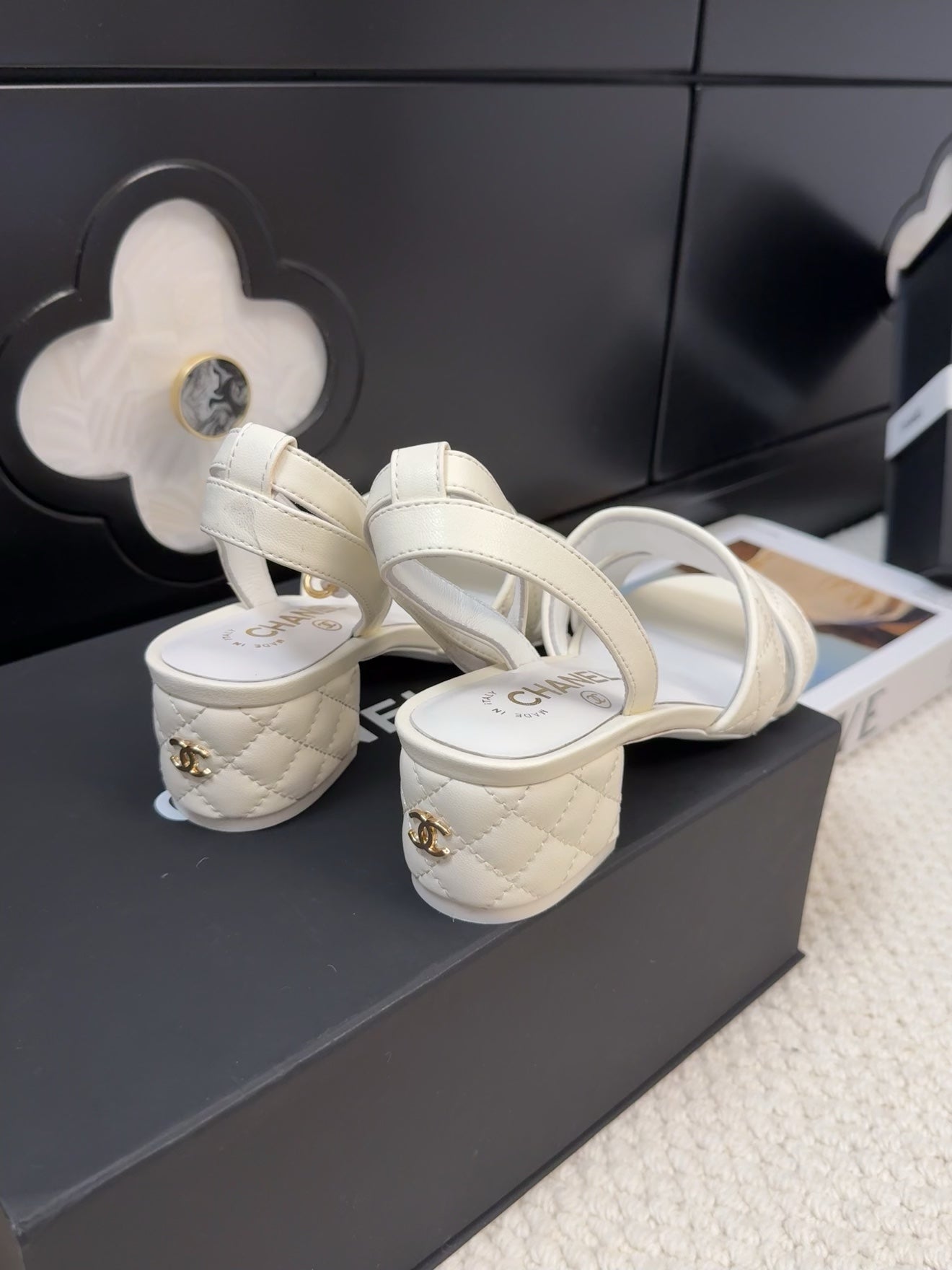25C Sandal 45mm Open Heel White Lambskin 233492 - 35