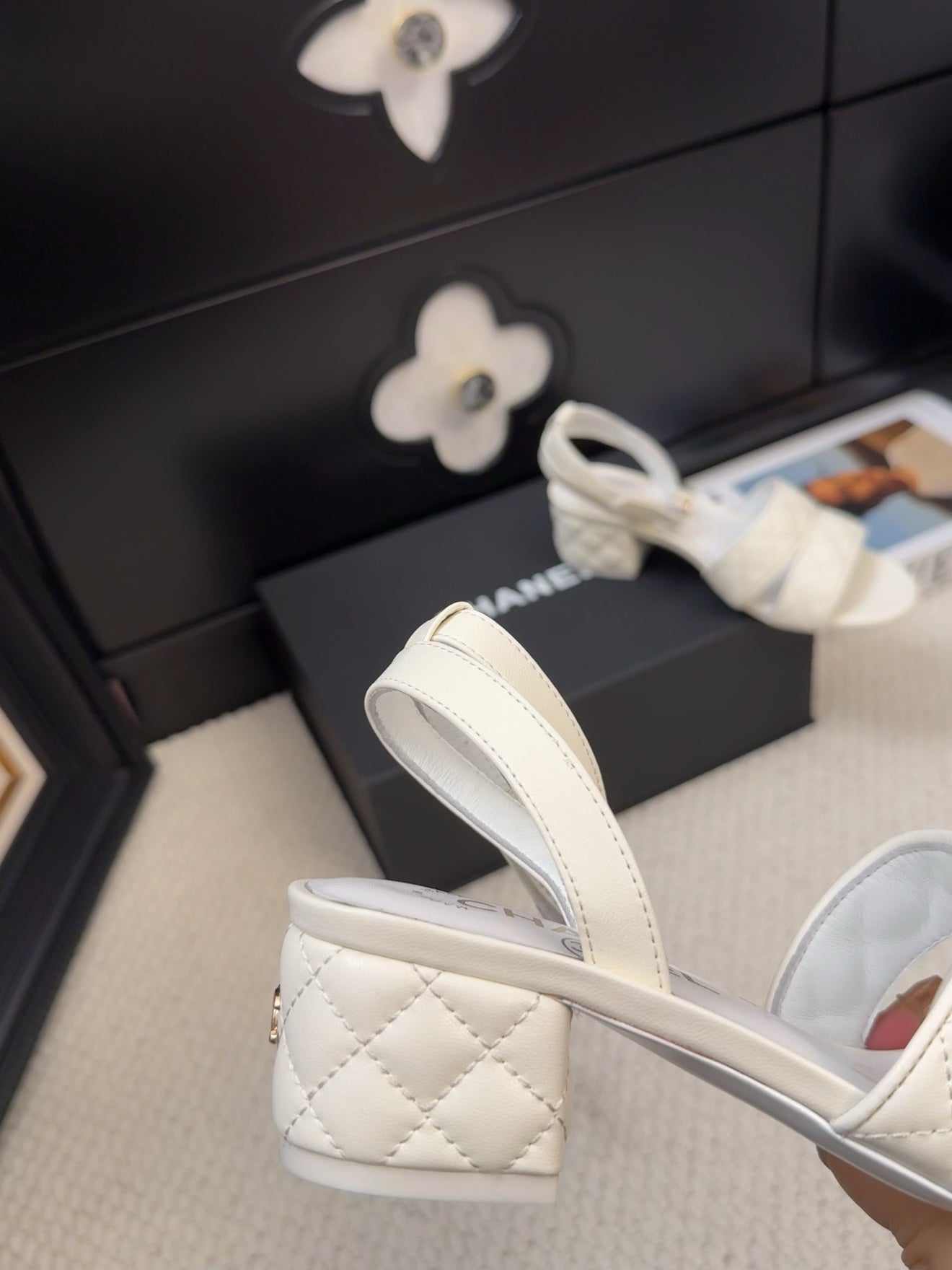 25C Sandal 45mm Open Heel White Lambskin 233492 - 35