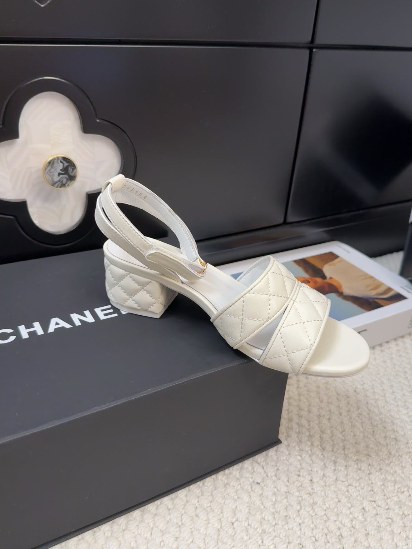 25C Sandal 45mm Open Heel White Lambskin 233492 - 35