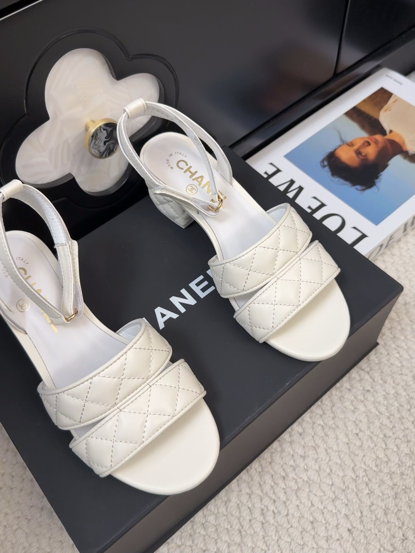 25C Sandal 45mm Open Heel White Lambskin 233492 - 35