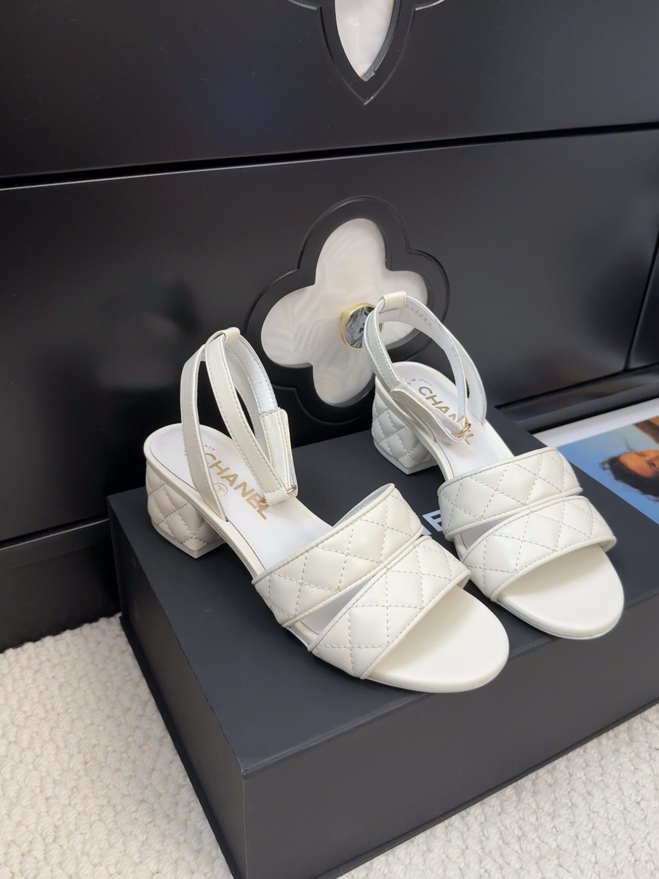 25C Sandal 45mm Open Heel White Lambskin 233492 - 35