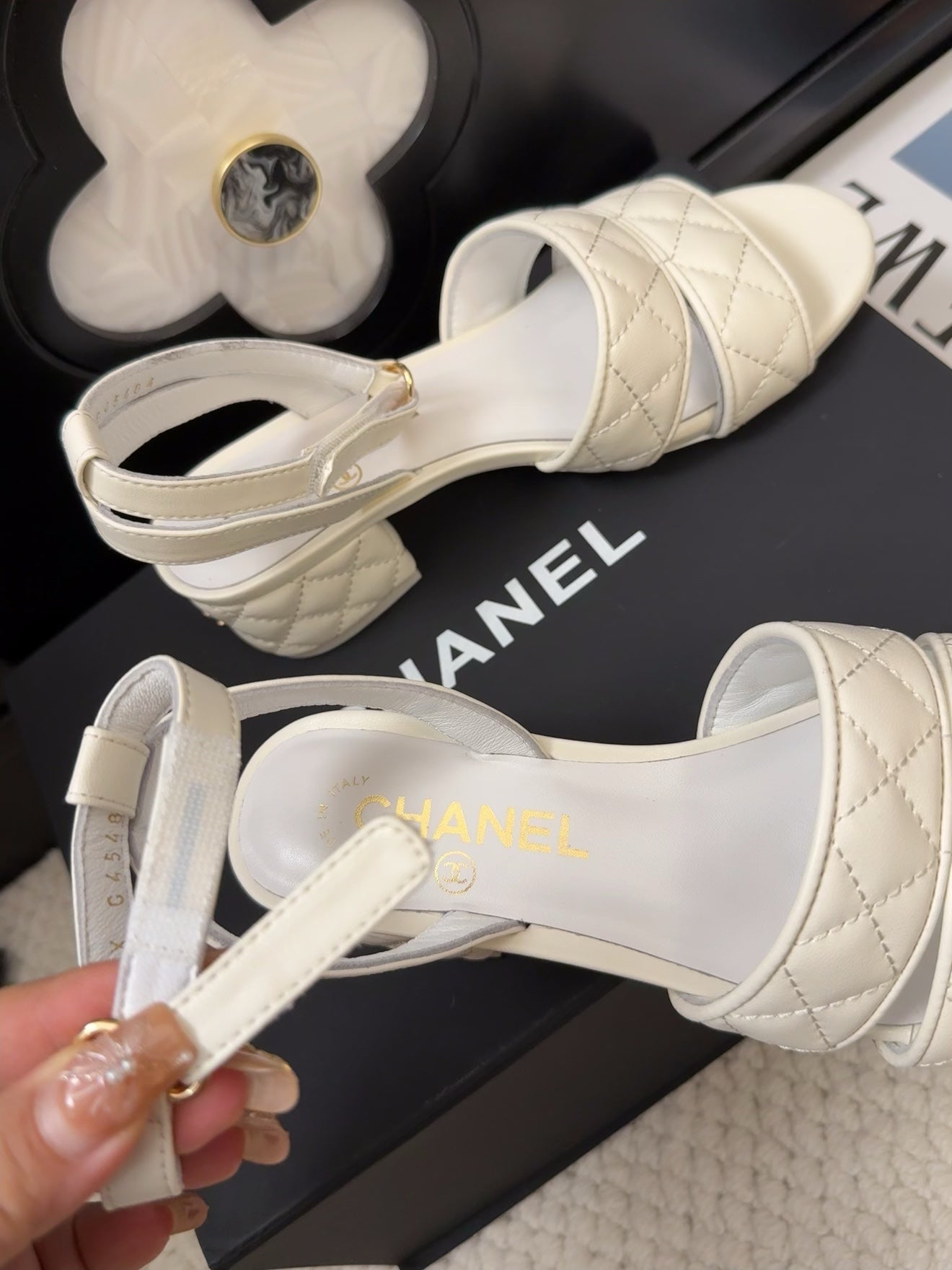 25C Sandal 45mm Open Heel White Lambskin 233492 - 35