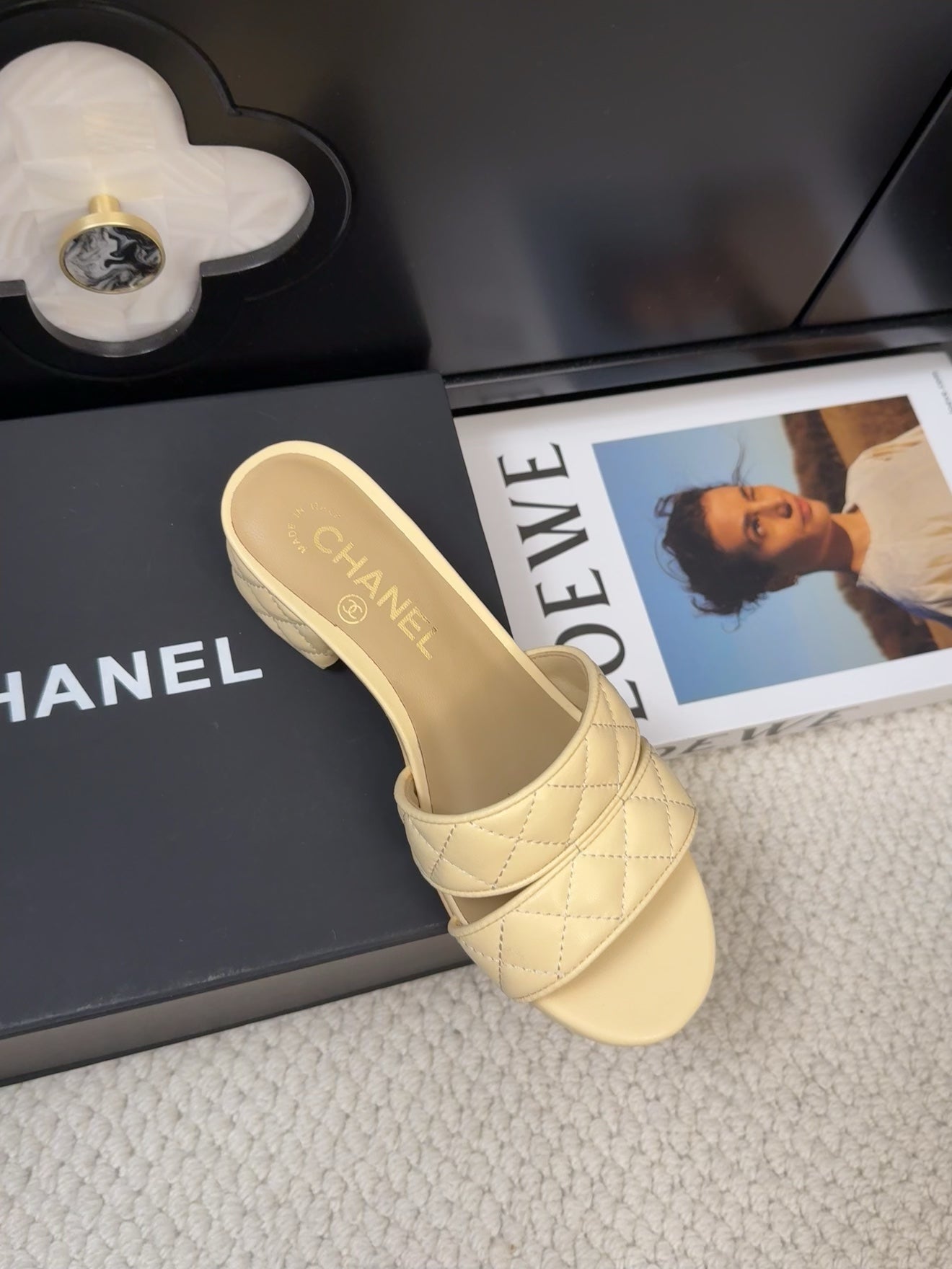 CC 25C Mule Sandal 45mm Open Heel Beige Lambskin 233493 - 35