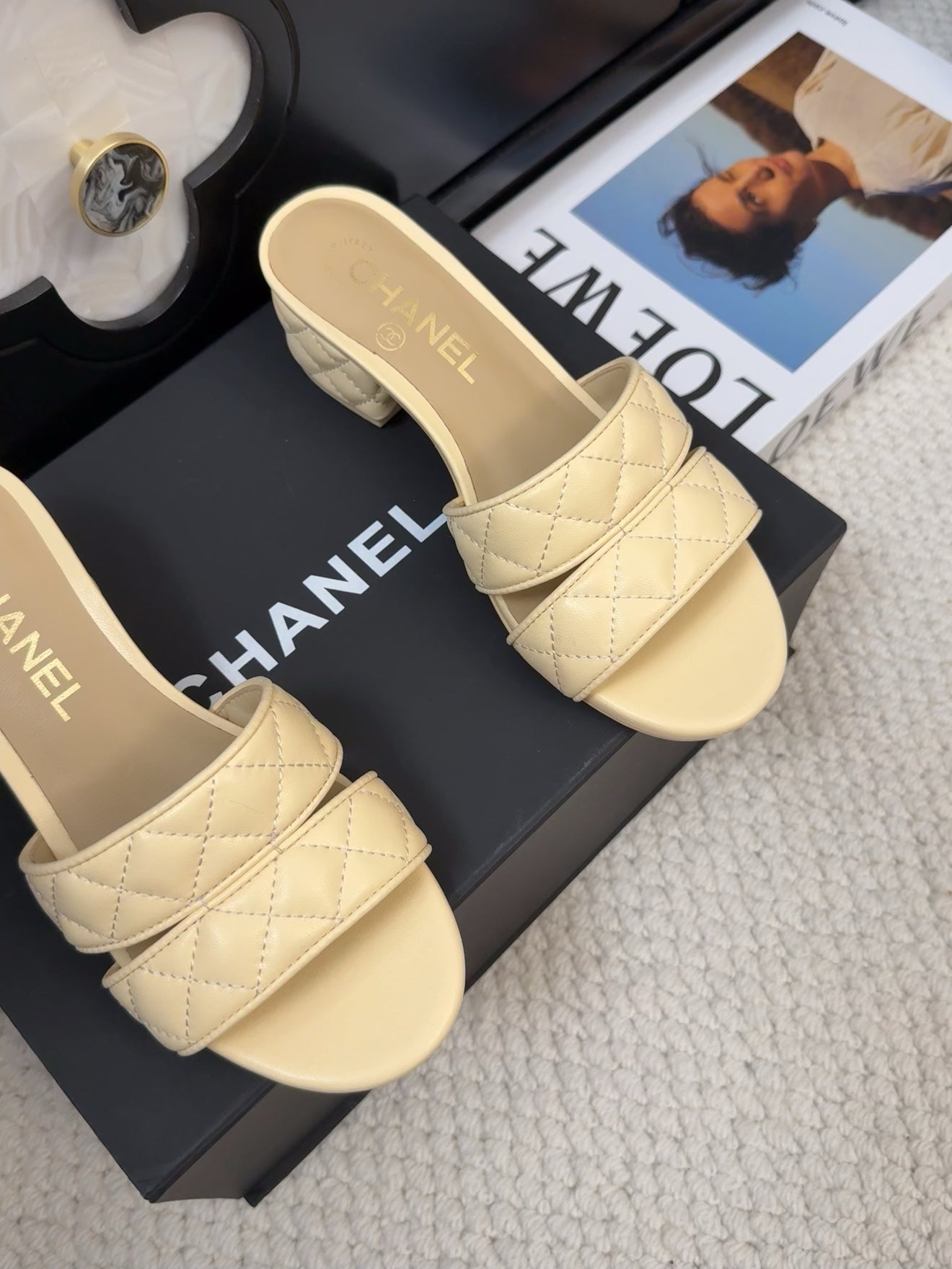 CC 25C Mule Sandal 45mm Open Heel Beige Lambskin 233493 - 35