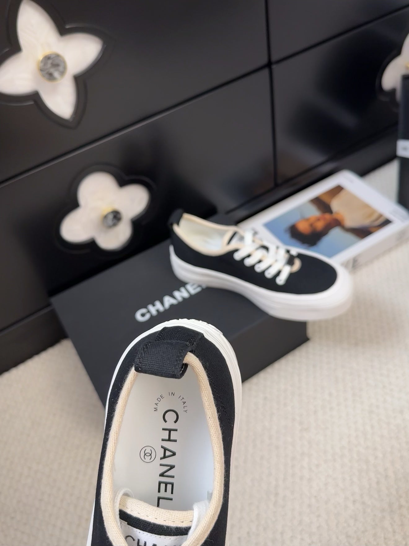 TRAINERS SHOES IN BLACK FABRIC - 35