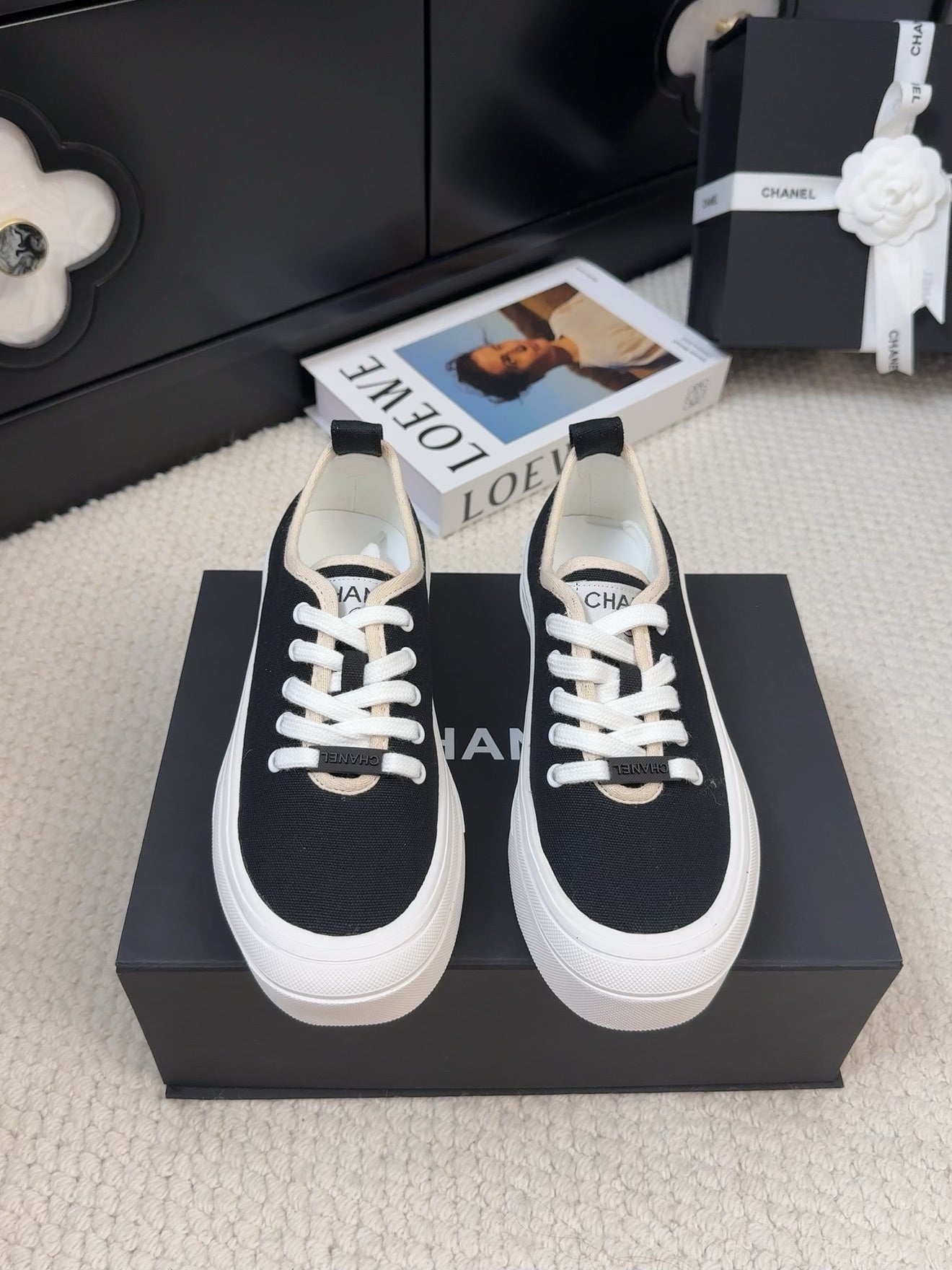 TRAINERS SHOES IN BLACK FABRIC - 35