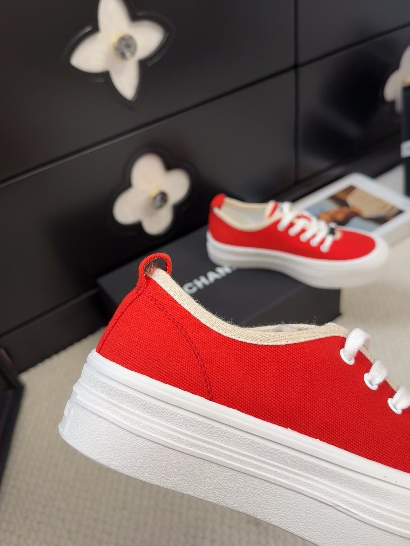 TRAINERS SHOES IN ORANGE RED FABRIC - 35