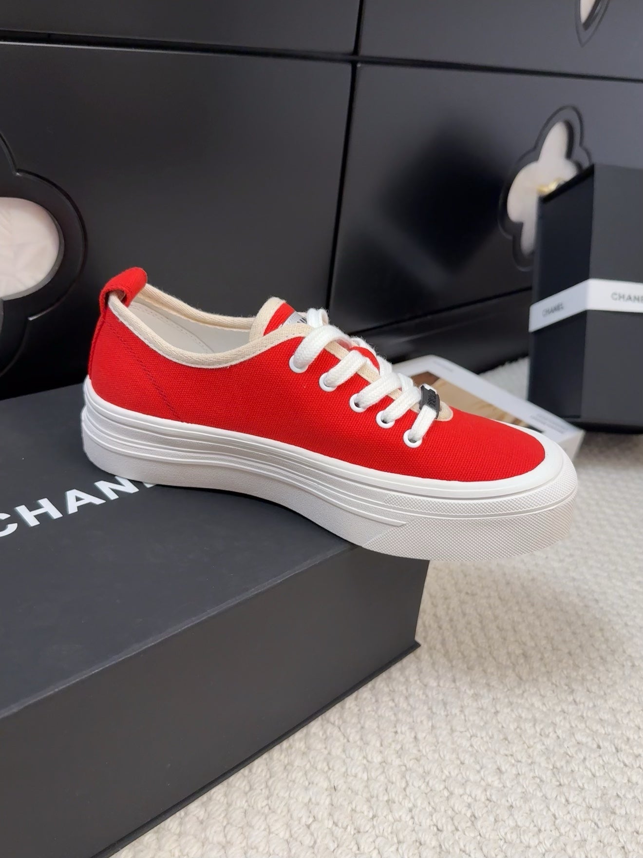 TRAINERS SHOES IN ORANGE RED FABRIC - 35