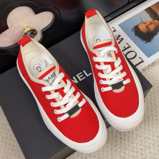 TRAINERS SHOES IN ORANGE RED FABRIC - 35