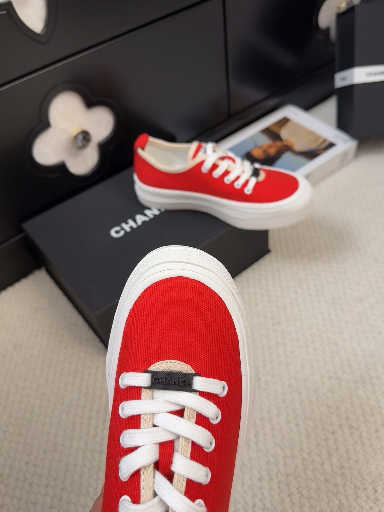 TRAINERS SHOES IN ORANGE RED FABRIC - 35