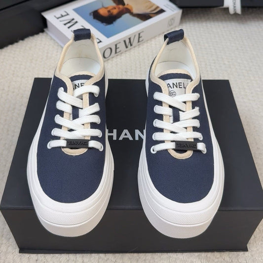 TRAINERS SHOES IN NAVY BLUE FABRIC - 35