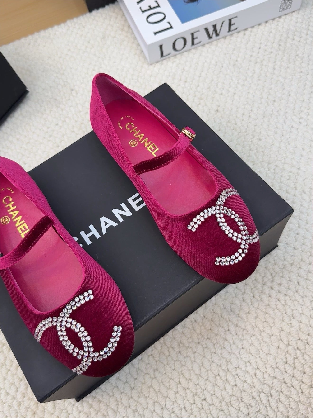 MARY JANE SHOES IN JAM PURPLE VELVET WITH CRYSTALS LOGO - 34