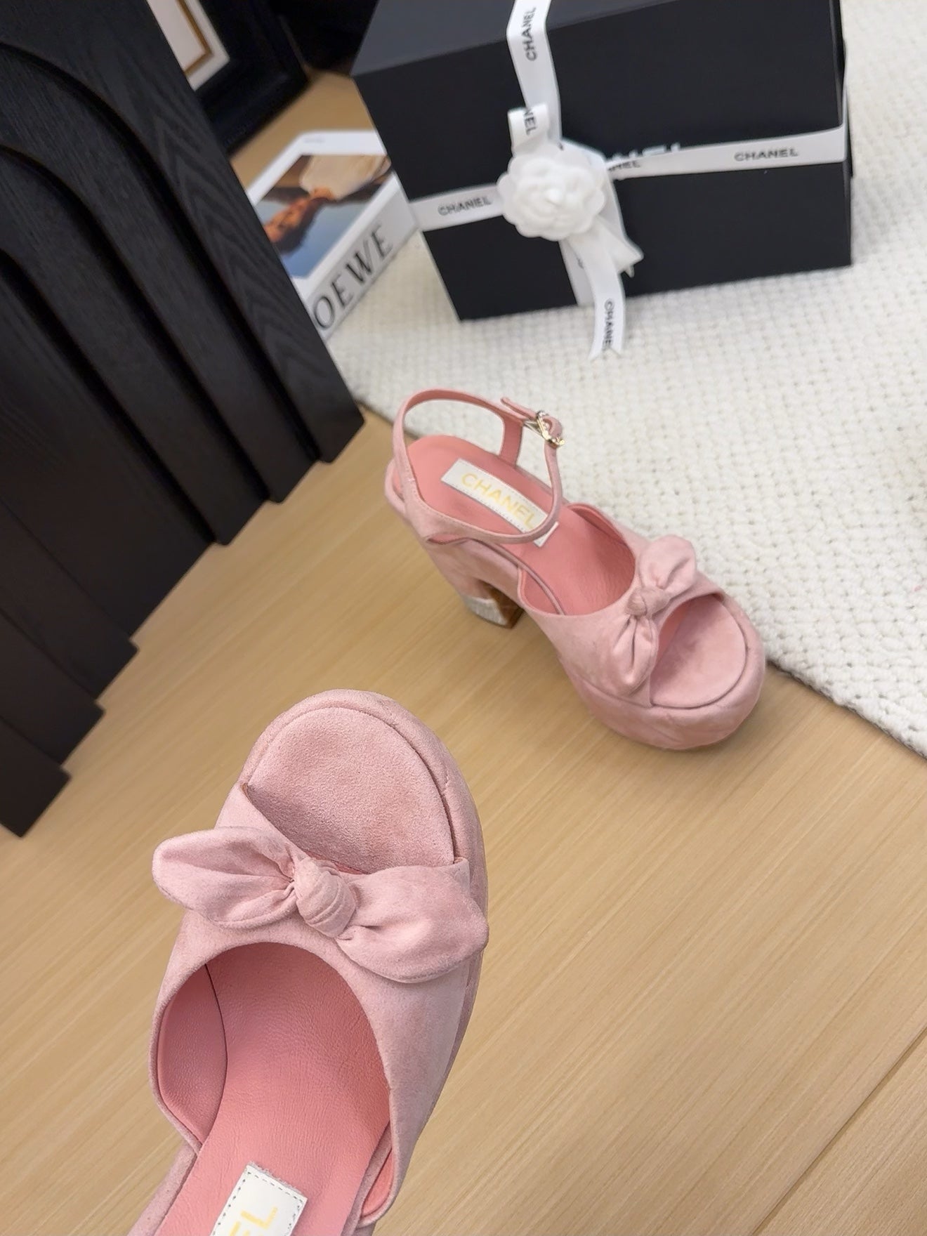 HIGH 12 CM PLATFORM SANDALS IN BLUSH PINK SUEDE - 34