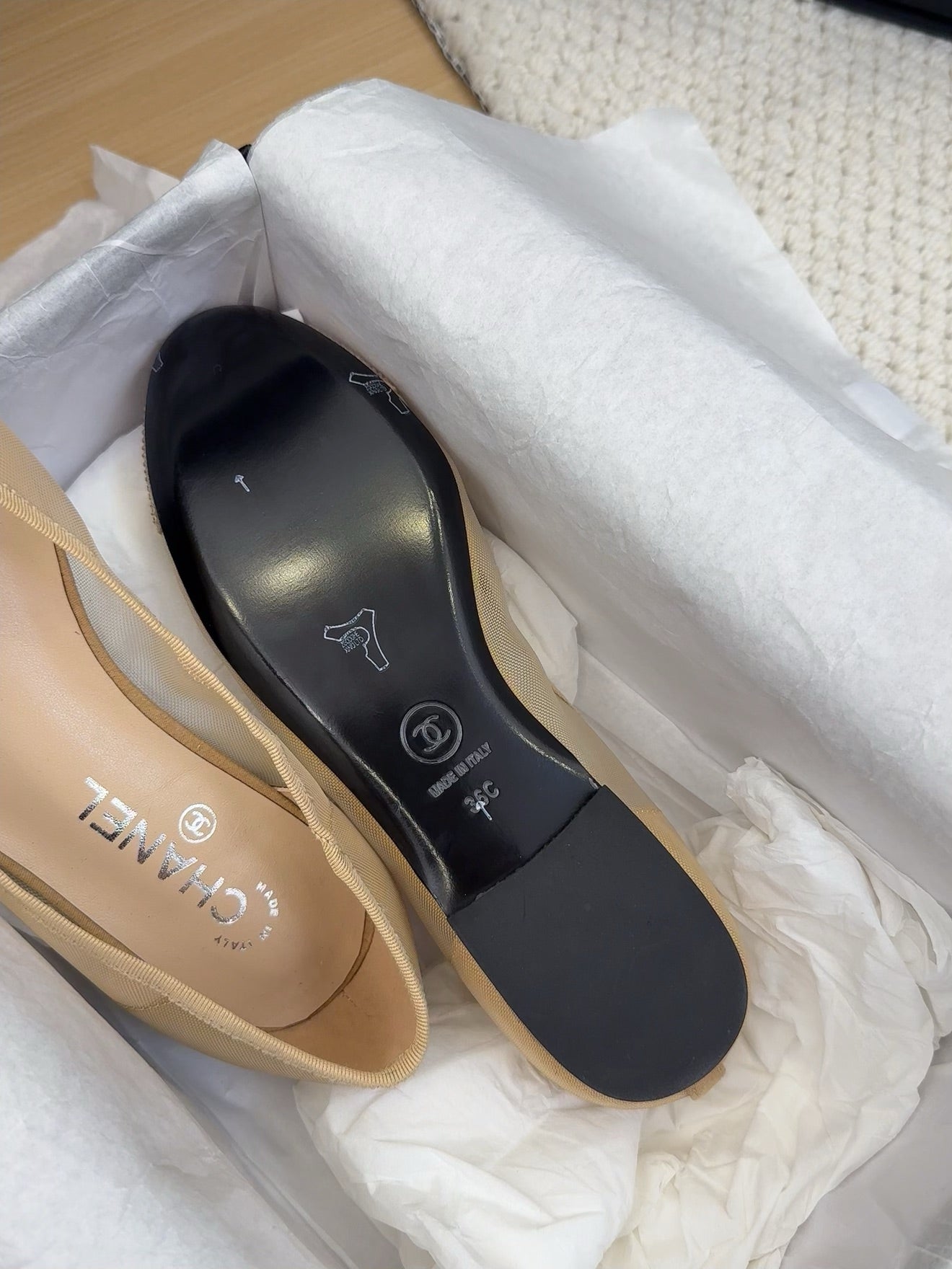 BALLET FLAT IN CAMEL BEIGE FABRIC AND MESH WITH CRYSTALS - 34