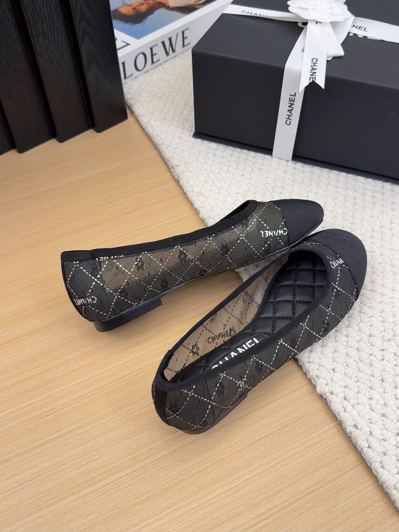 BALLET FLAT IN BLACK FABRIC AND MESH - 34