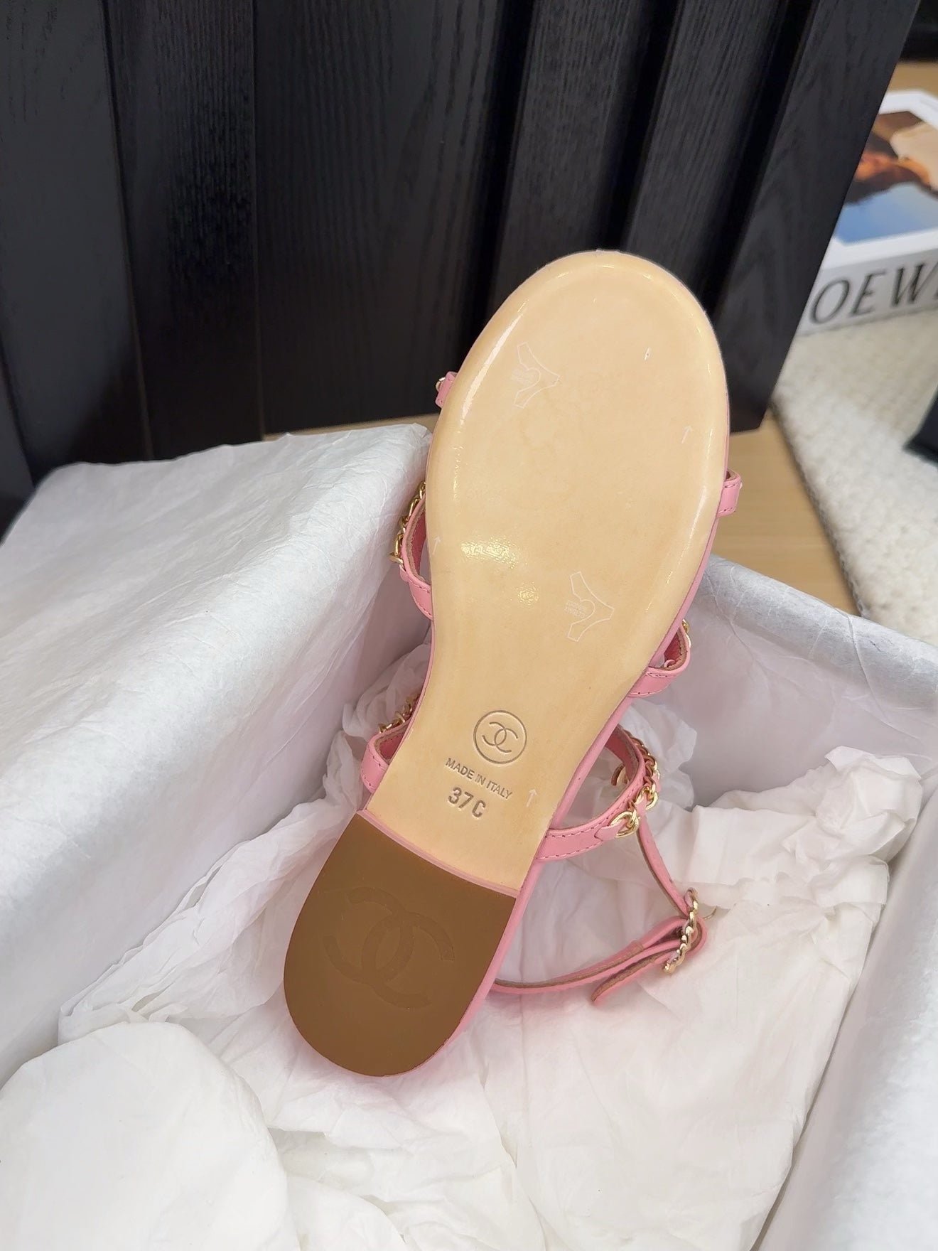 THREE-STRAPS SANDALS IN FLAMINGO PINK CALFSKIN WITH GOLD HARDWARE - 34