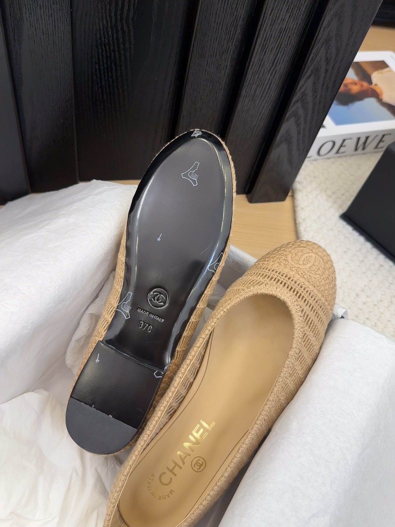 BALLERINAS IN PEANUT BROWN RAFFIA - 34