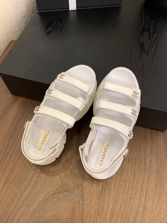 SANDAL 25S LOGO IN WHITE LAMBSKIN - 35