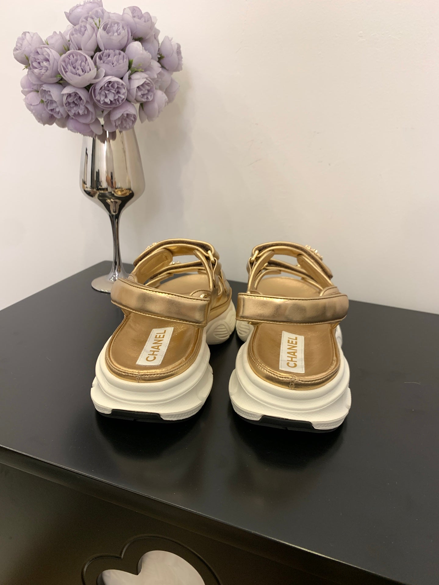 SANDAL 25S IN GLITTER GOLDEN LAMBSKIN - 35