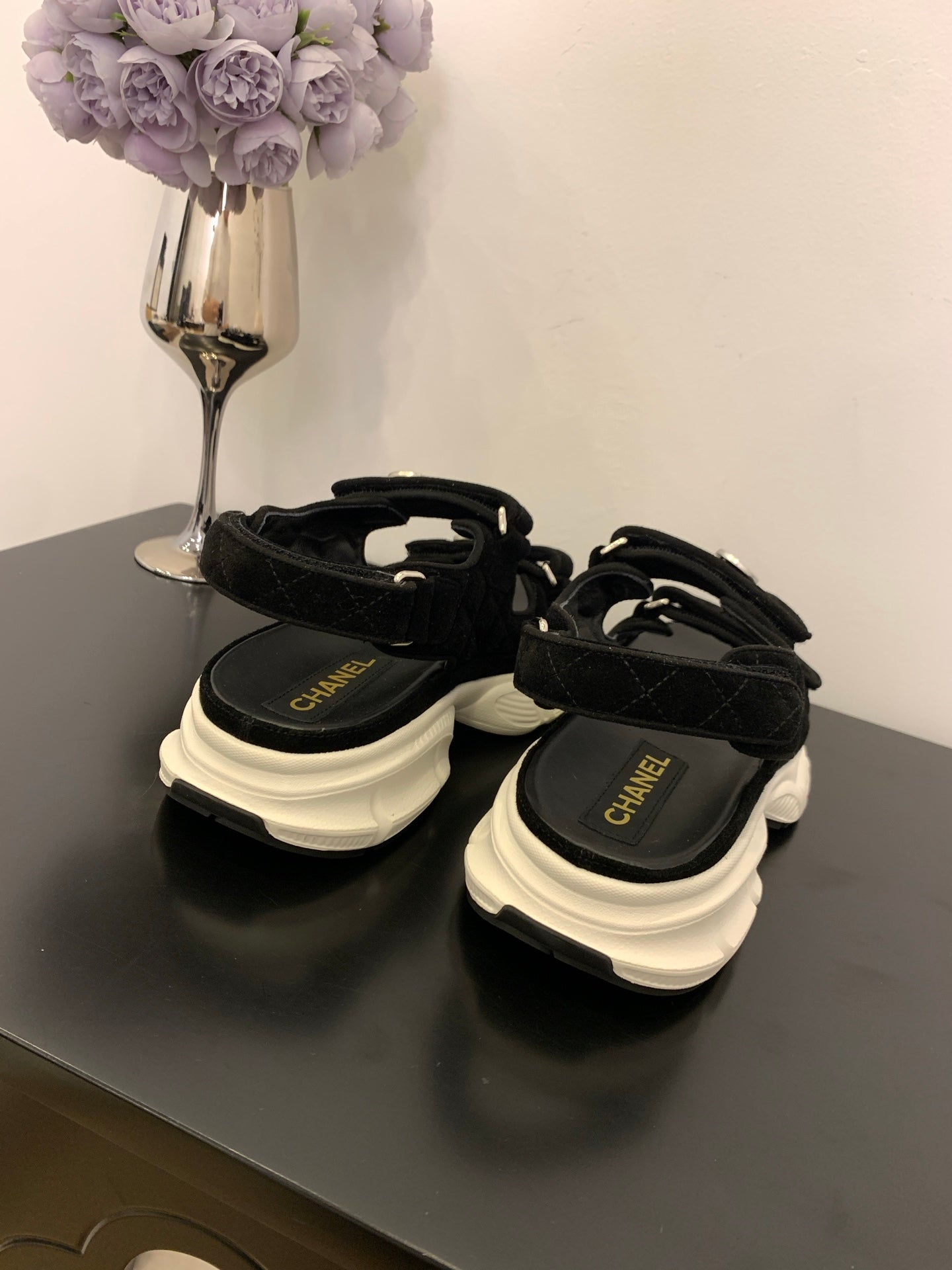 SANDAL 25S IN BLACK SUEDUE FABRIC - 35