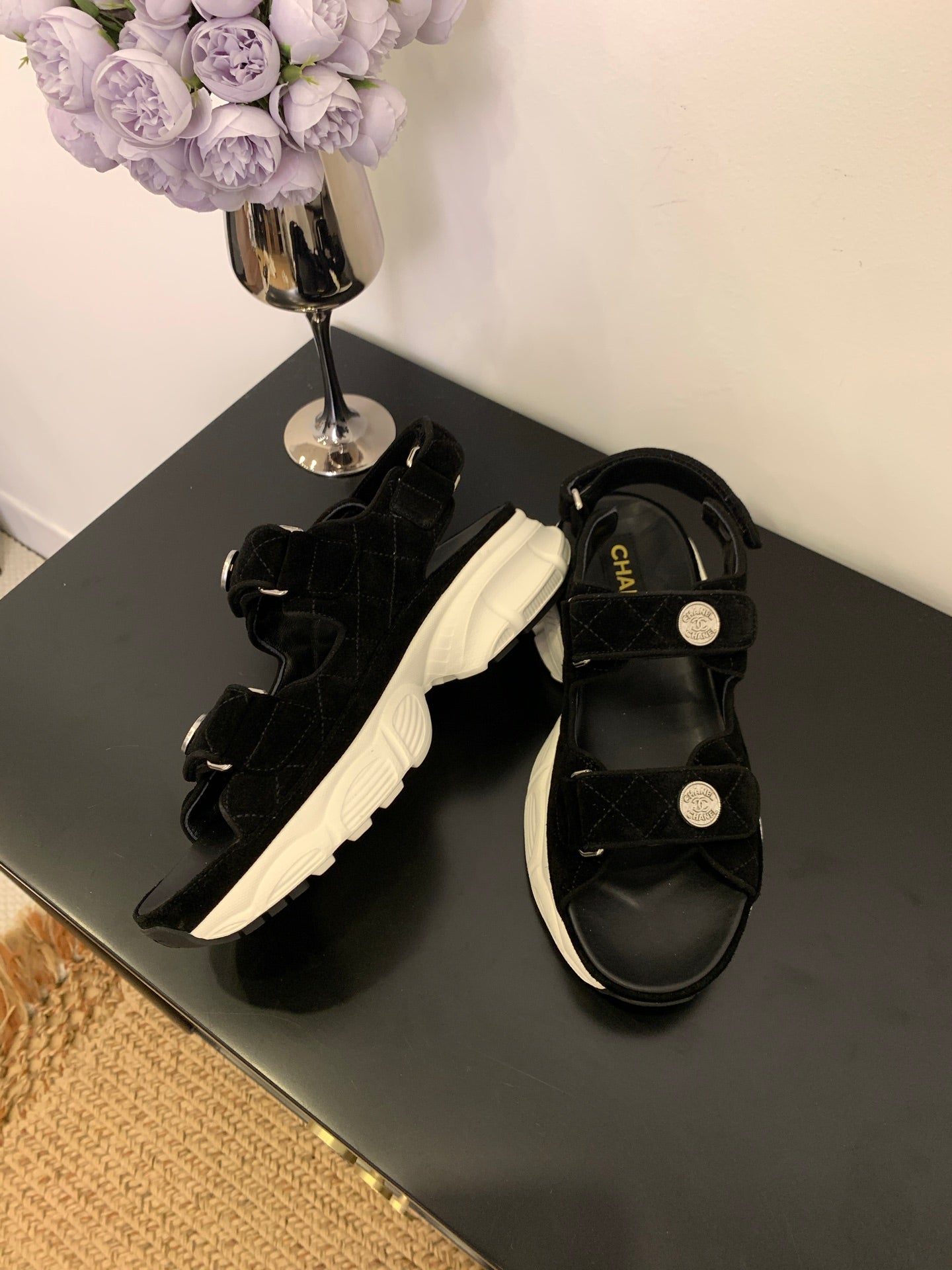 SANDAL 25S IN BLACK SUEDUE FABRIC - 35