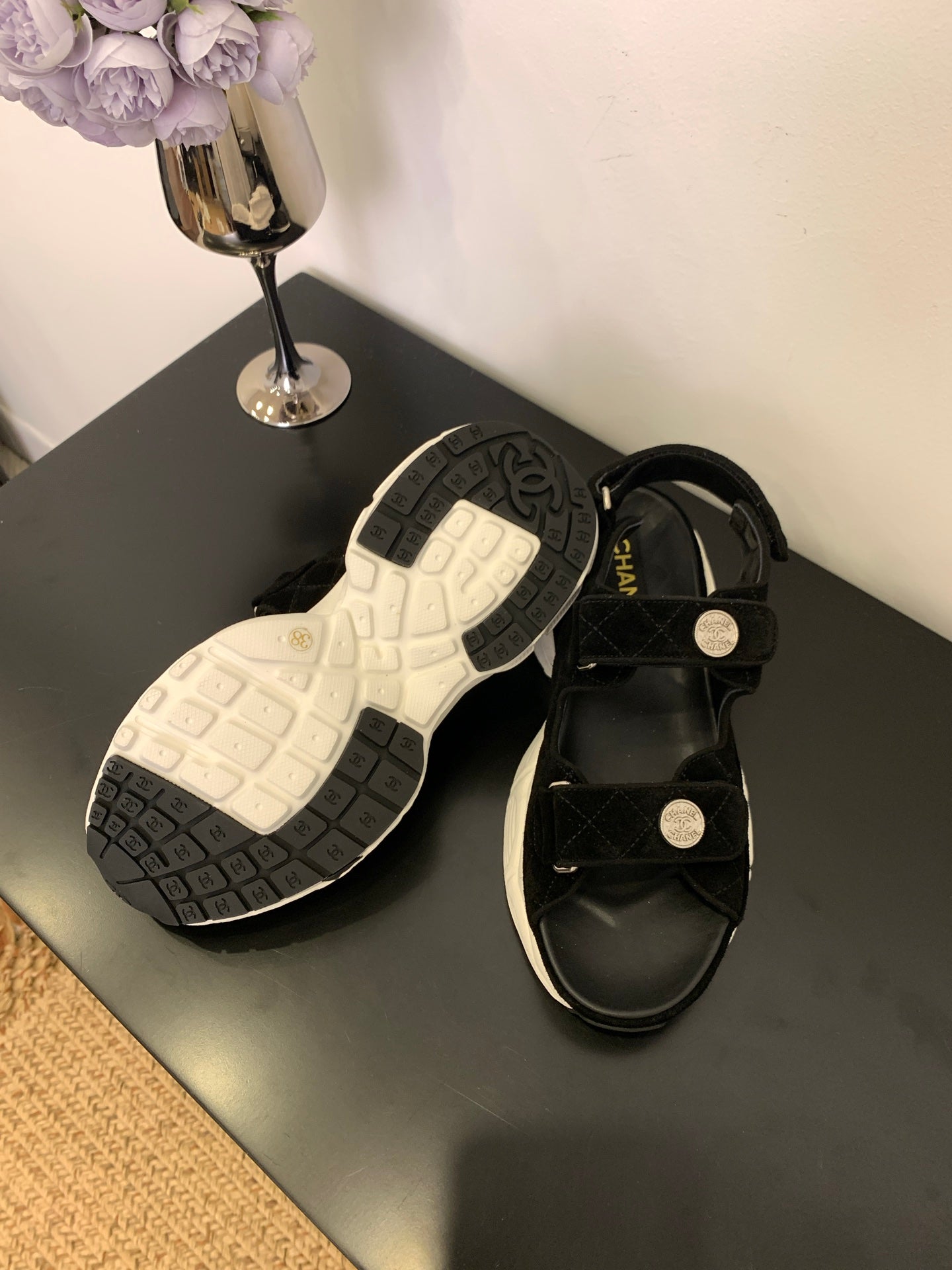 SANDAL 25S IN BLACK SUEDUE FABRIC - 35