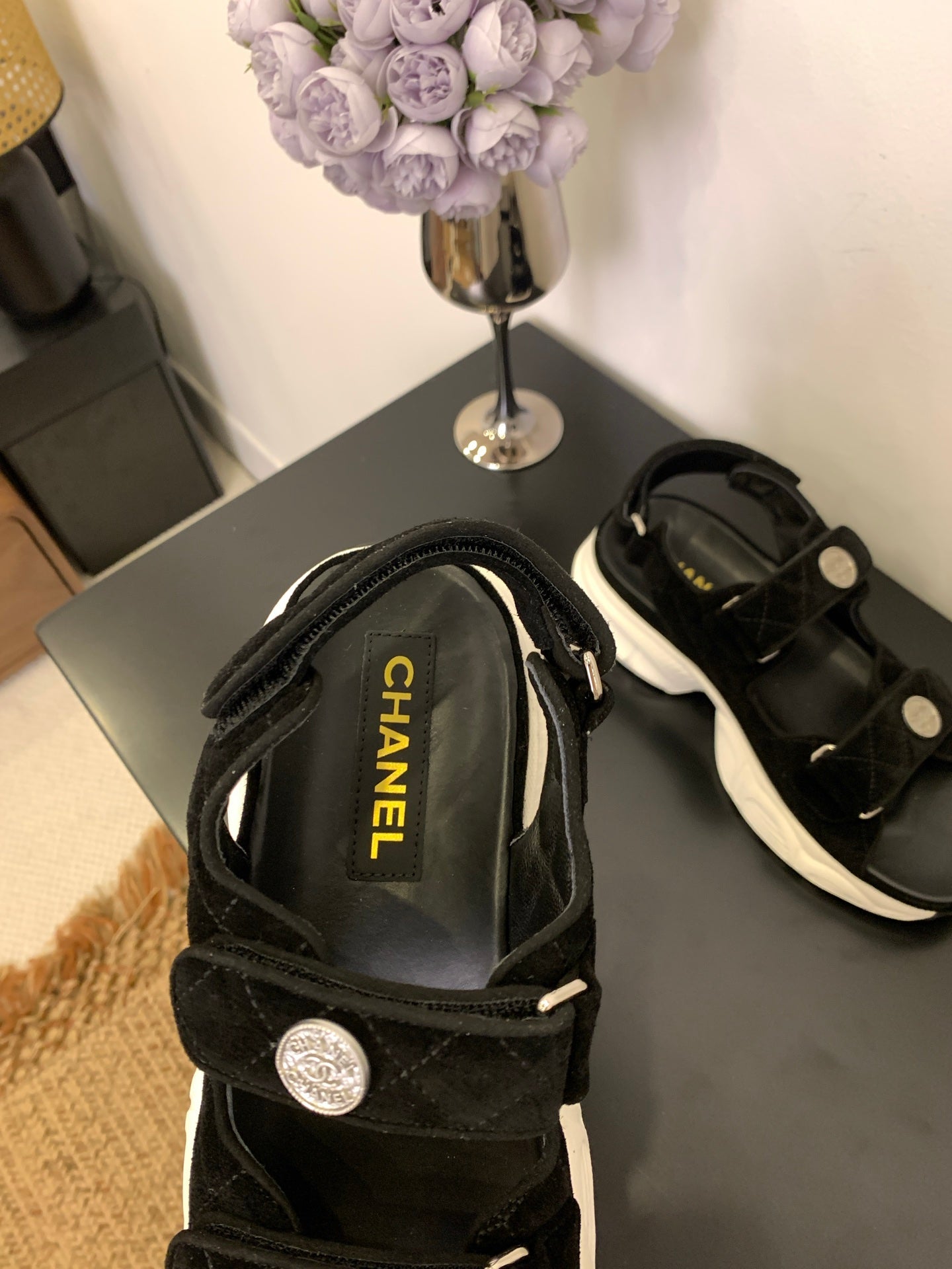 SANDAL 25S IN BLACK SUEDUE FABRIC - 35