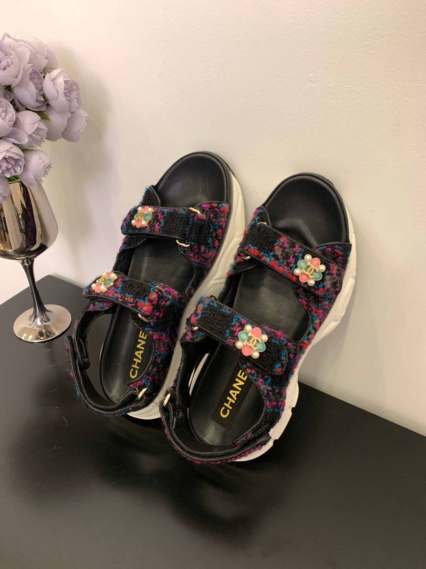SANDAL 25S IN COLOR FULL TWEED WITH LAMBSKIN - 35