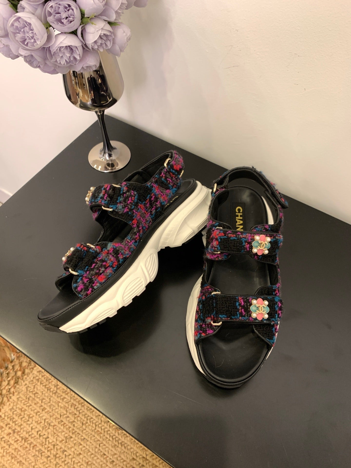 SANDAL 25S IN COLOR FULL TWEED WITH LAMBSKIN - 35
