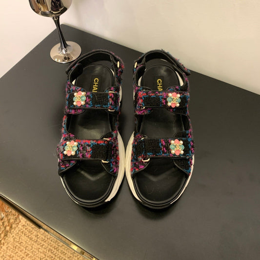SANDAL 25S IN COLOR FULL TWEED WITH LAMBSKIN - 35