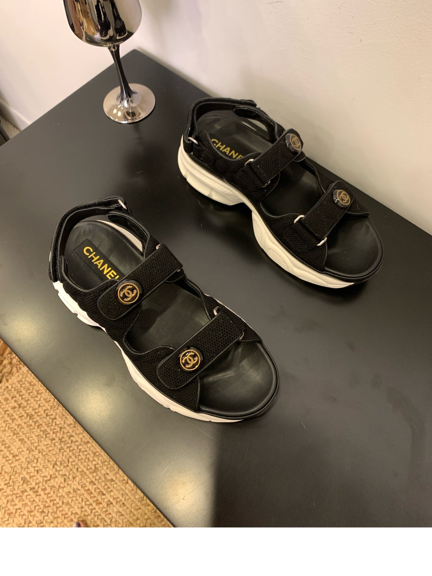 SANDAL 25S IN BLACK LAMBSKIN EMBOSED SNAKE PATTERN - 35