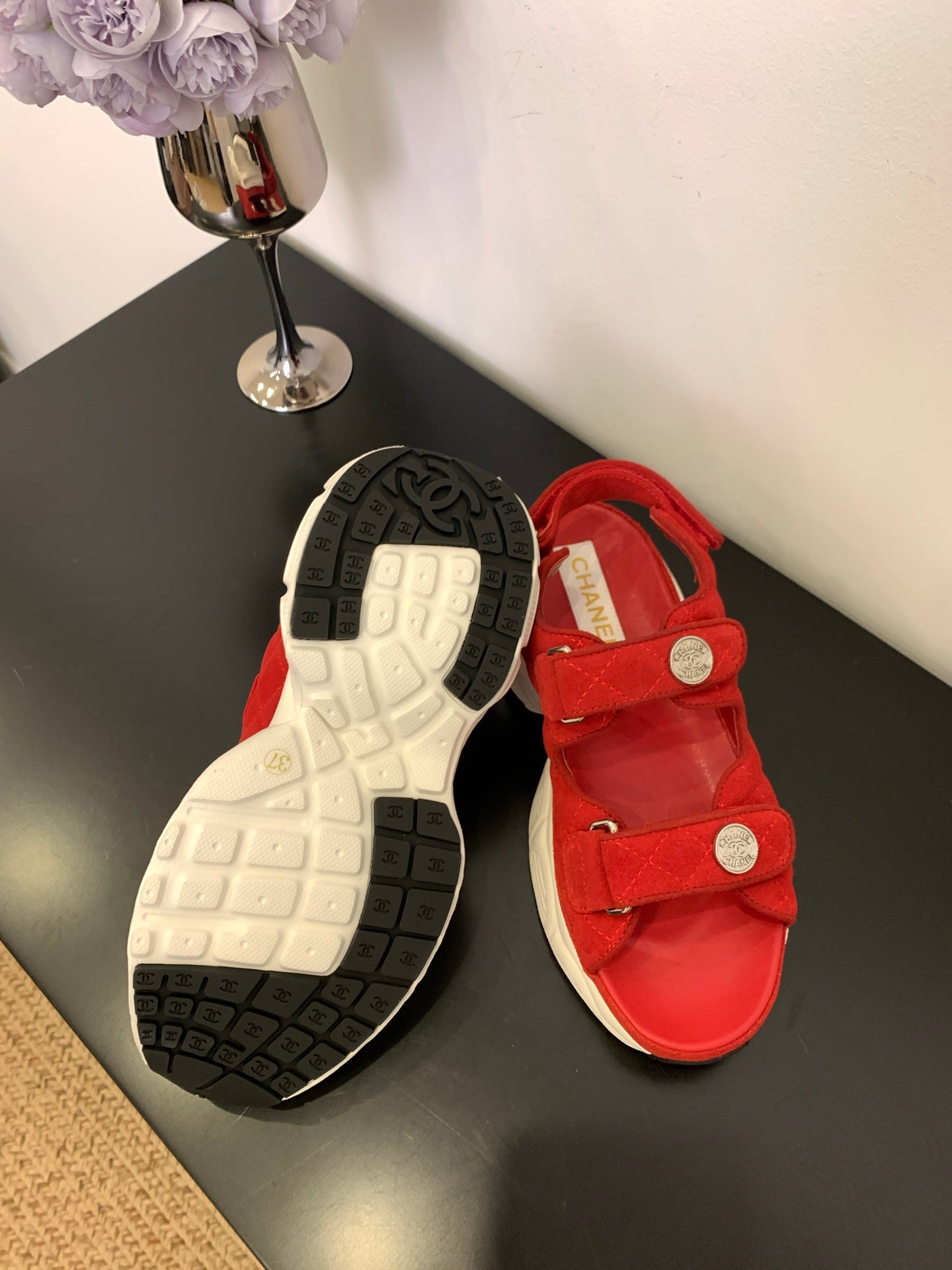 SANDAL 25S IN RED SUEDUE FABRIC - 35