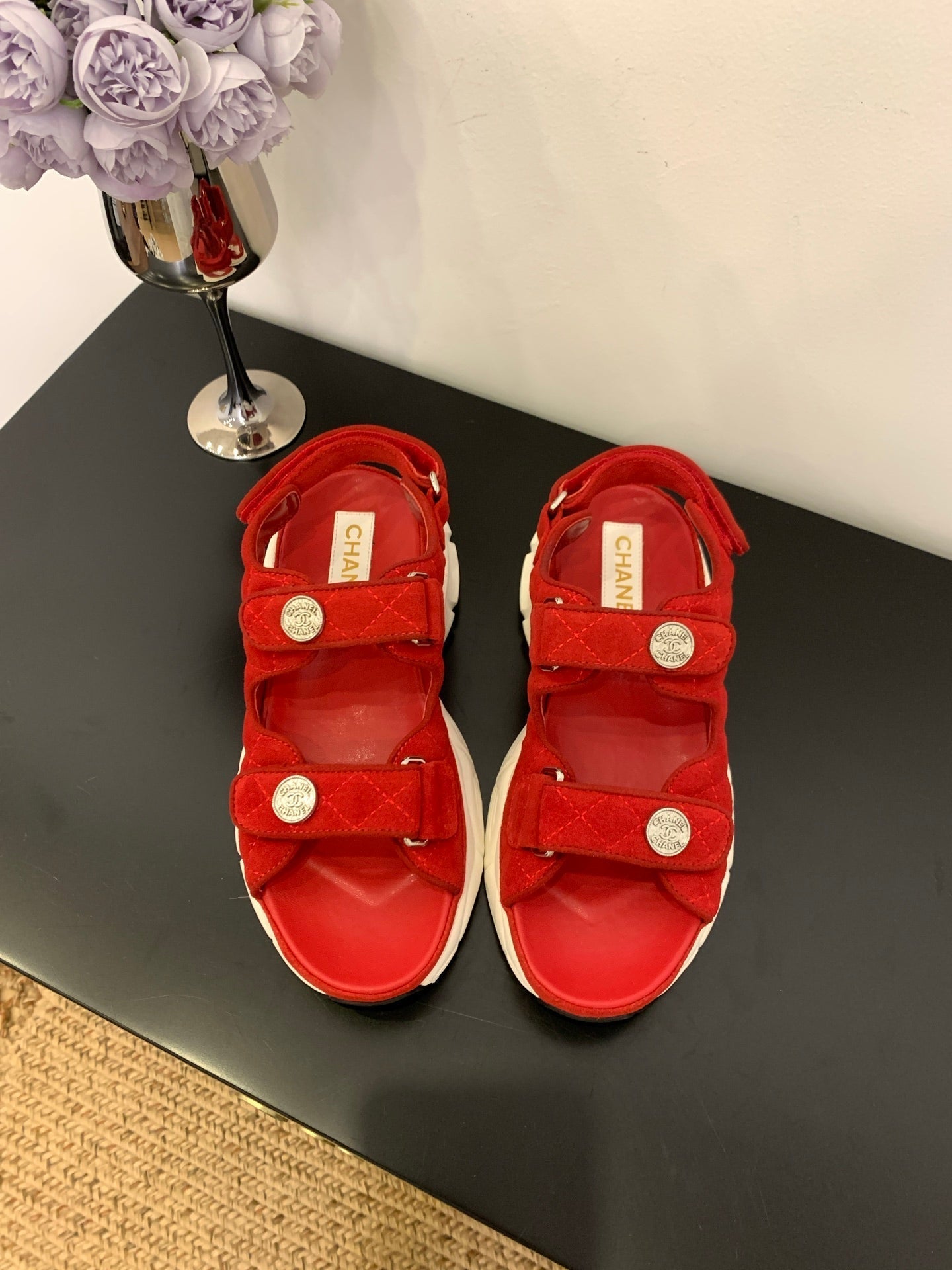 SANDAL 25S IN RED SUEDUE FABRIC - 35