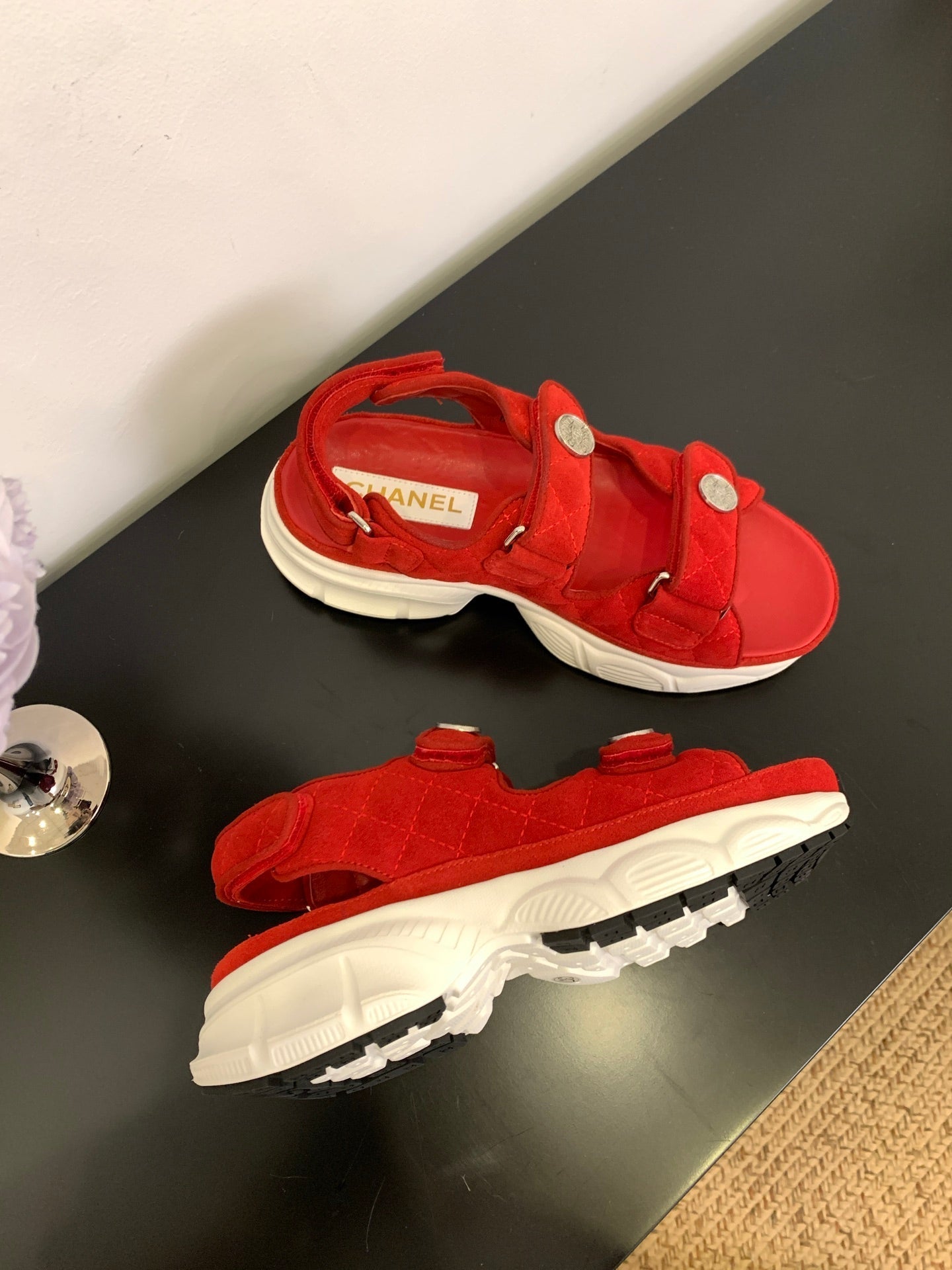 SANDAL 25S IN RED SUEDUE FABRIC - 35