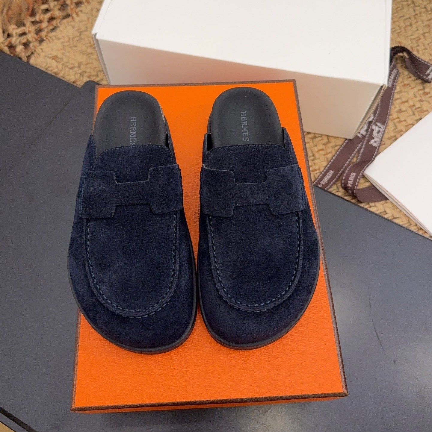 HM 25S MULE IN DARK SLATE BLUE SUEDE - 35