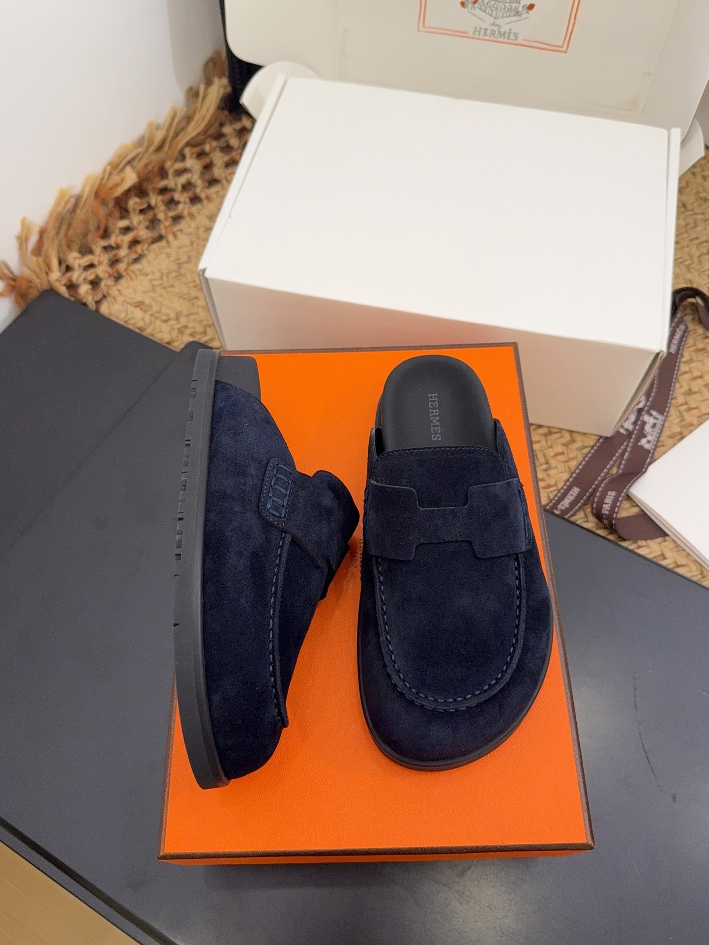 HM 25S MULE IN DARK SLATE BLUE SUEDE - 35