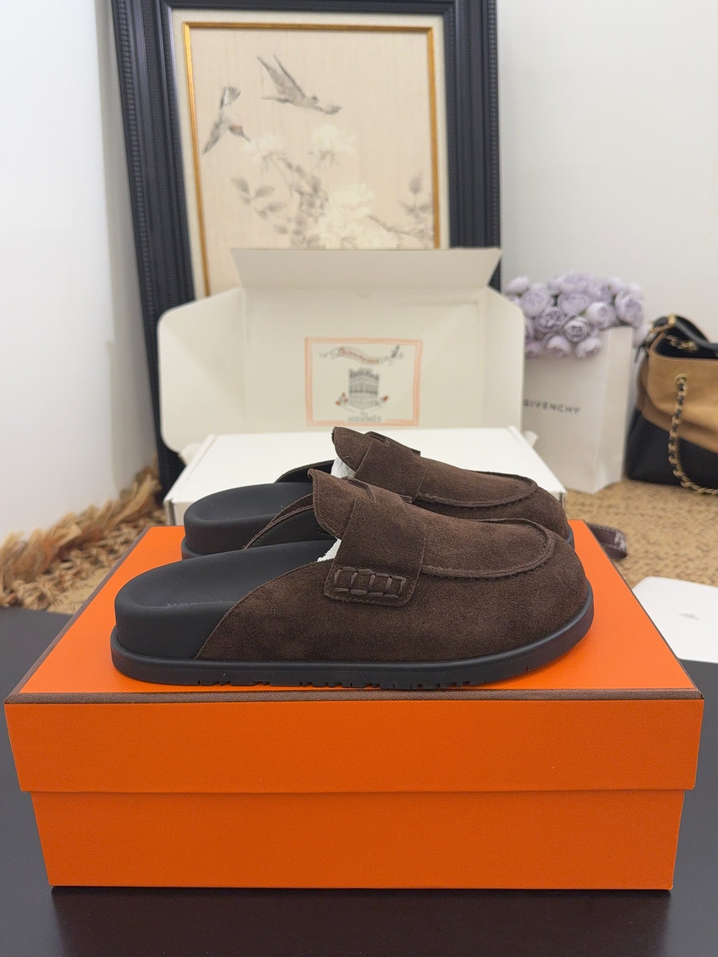 HM 25S MULE IN DARK BROWN SUEDE - 35