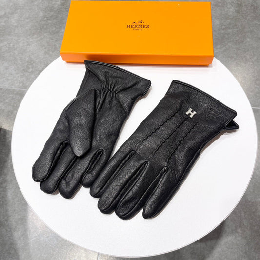 GLOVES IN BLACK DEERSKIN AND FLEECE LINING 228487 - XL
