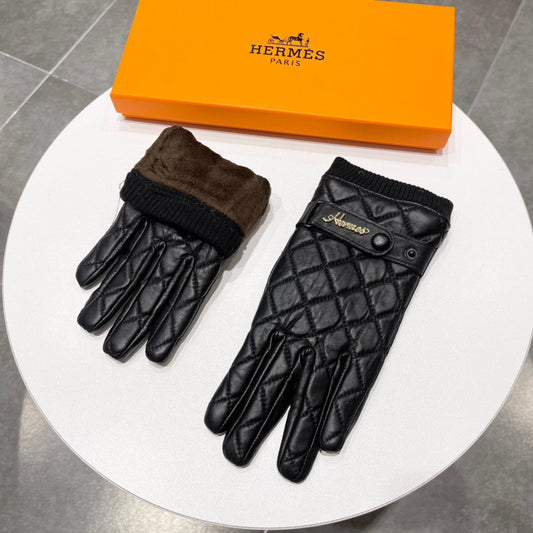 GLOVES IN BLACK LAMBSKIN AND WOOL LINING 109612 - XL