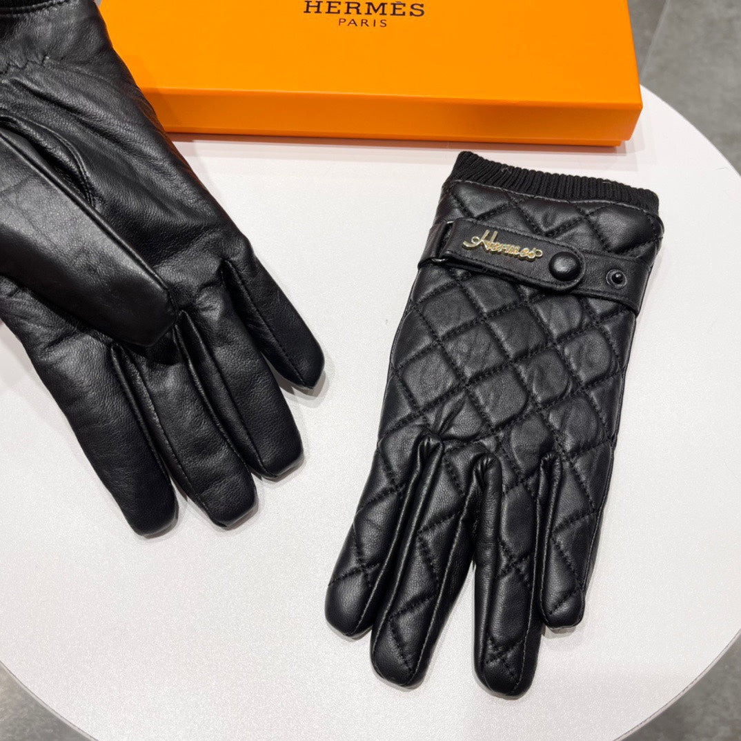 GLOVES IN BLACK LAMBSKIN AND WOOL LINING 109612 - XL