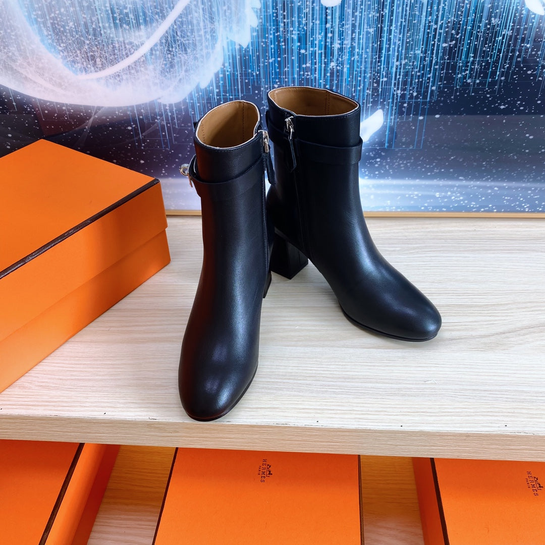 STORY ANKLE BOOT 7 CM IN BLACK LAMBSKIN - 35