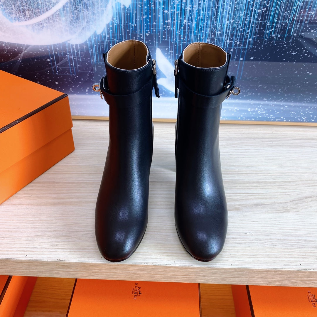 STORY ANKLE BOOT 7 CM IN BLACK LAMBSKIN - 35
