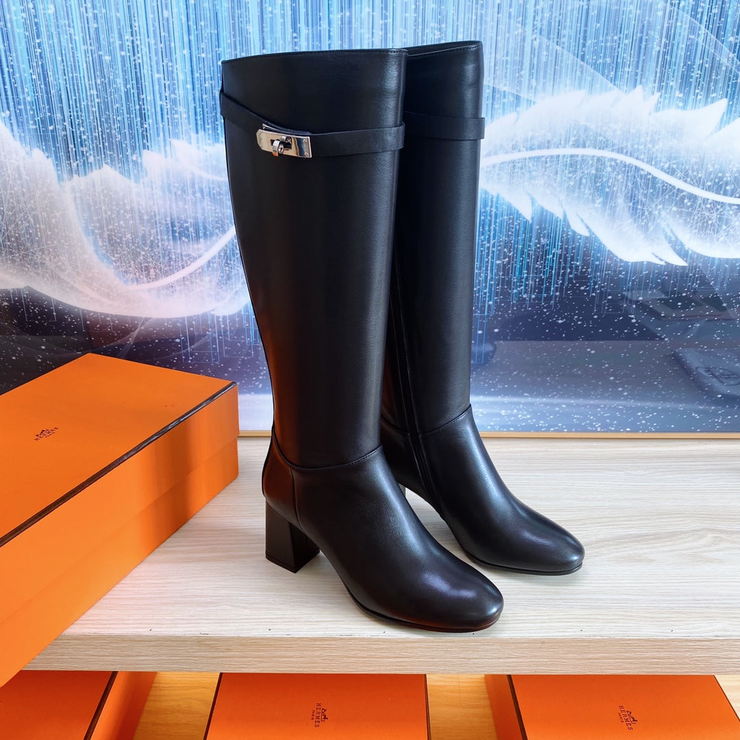 STORY BOOT 7 CM IN BLACK LAMBSKIN - 35