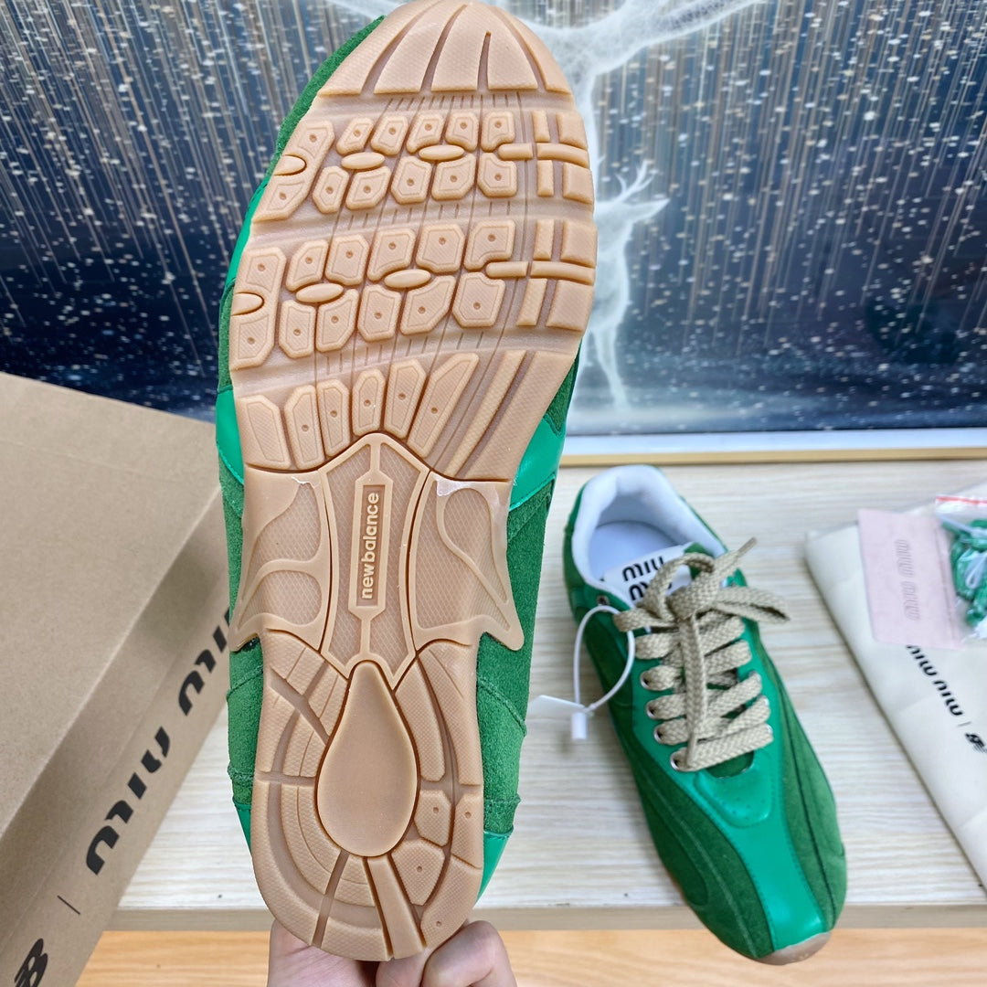 NB Pine Green And Sea Green Color Sneakers Cowhide - 35