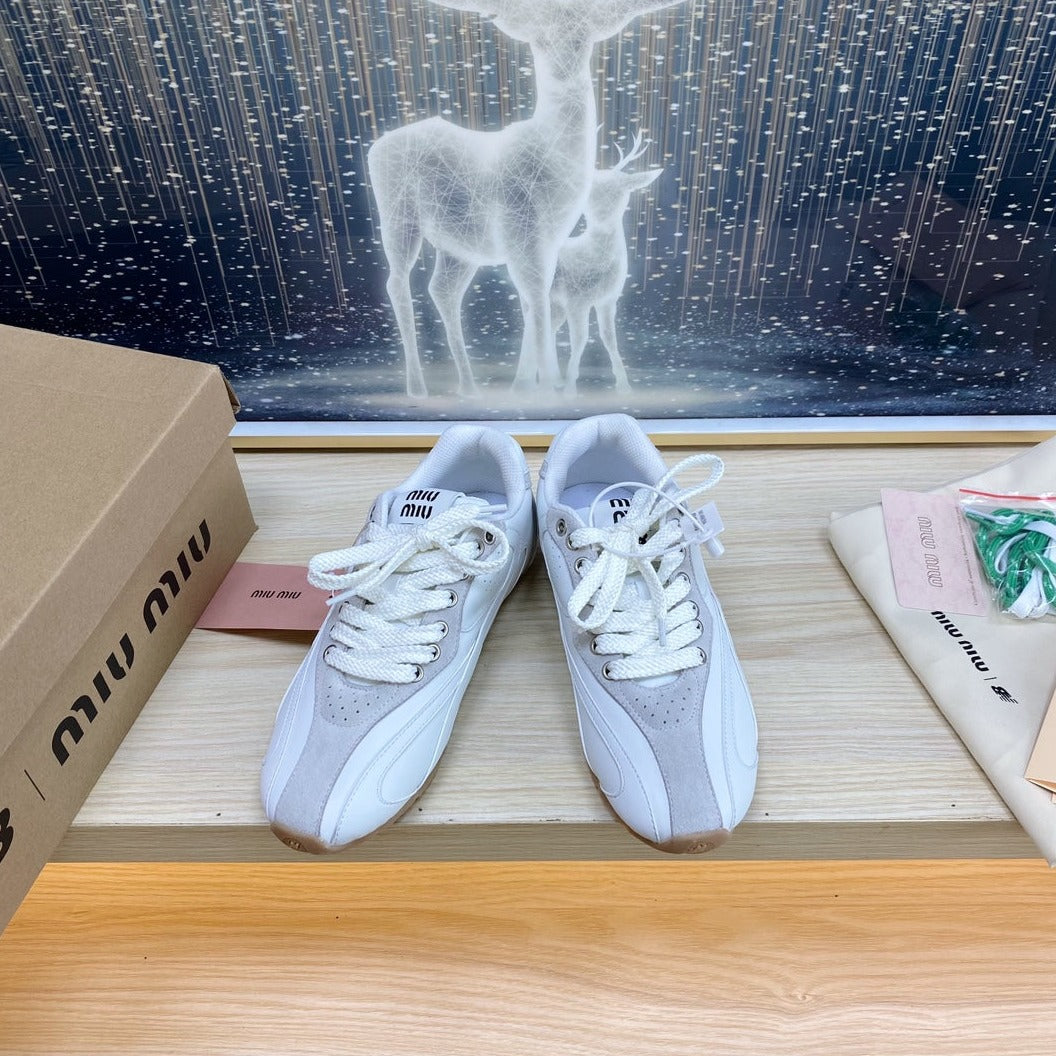 NB White and Gray Sneakers Cowhide - 35