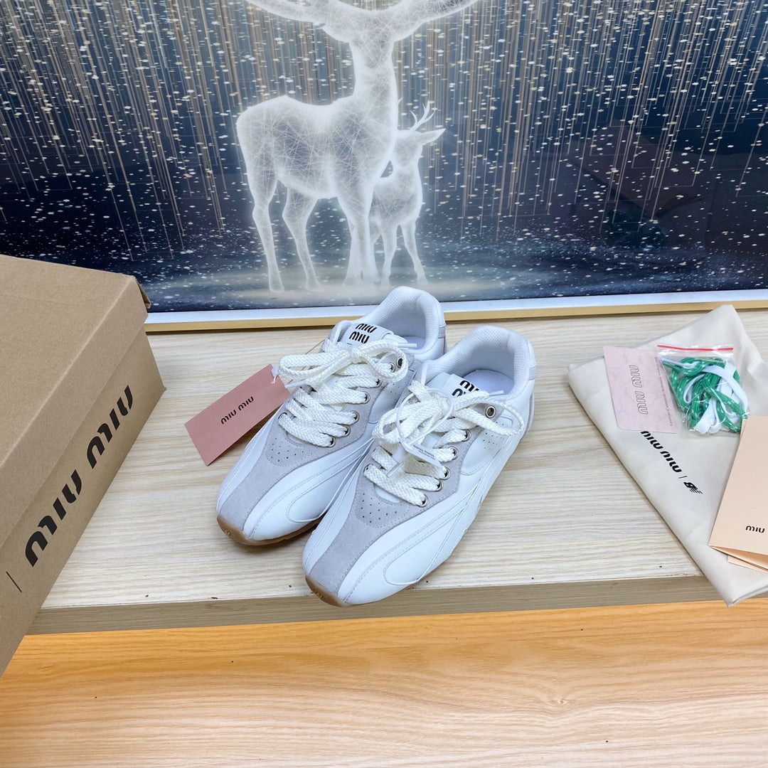 NB White and Gray Sneakers Cowhide - 35