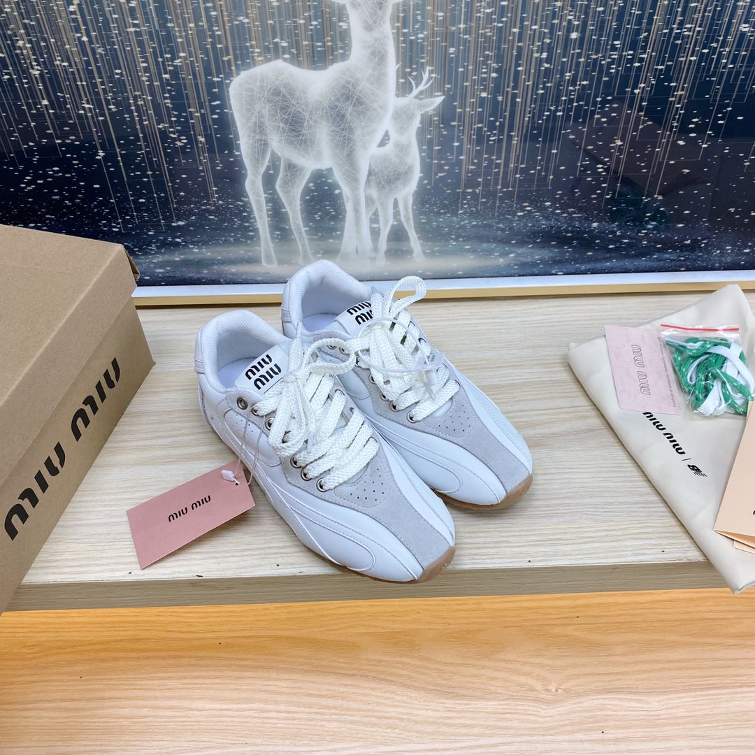 NB White and Gray Sneakers Cowhide - 35