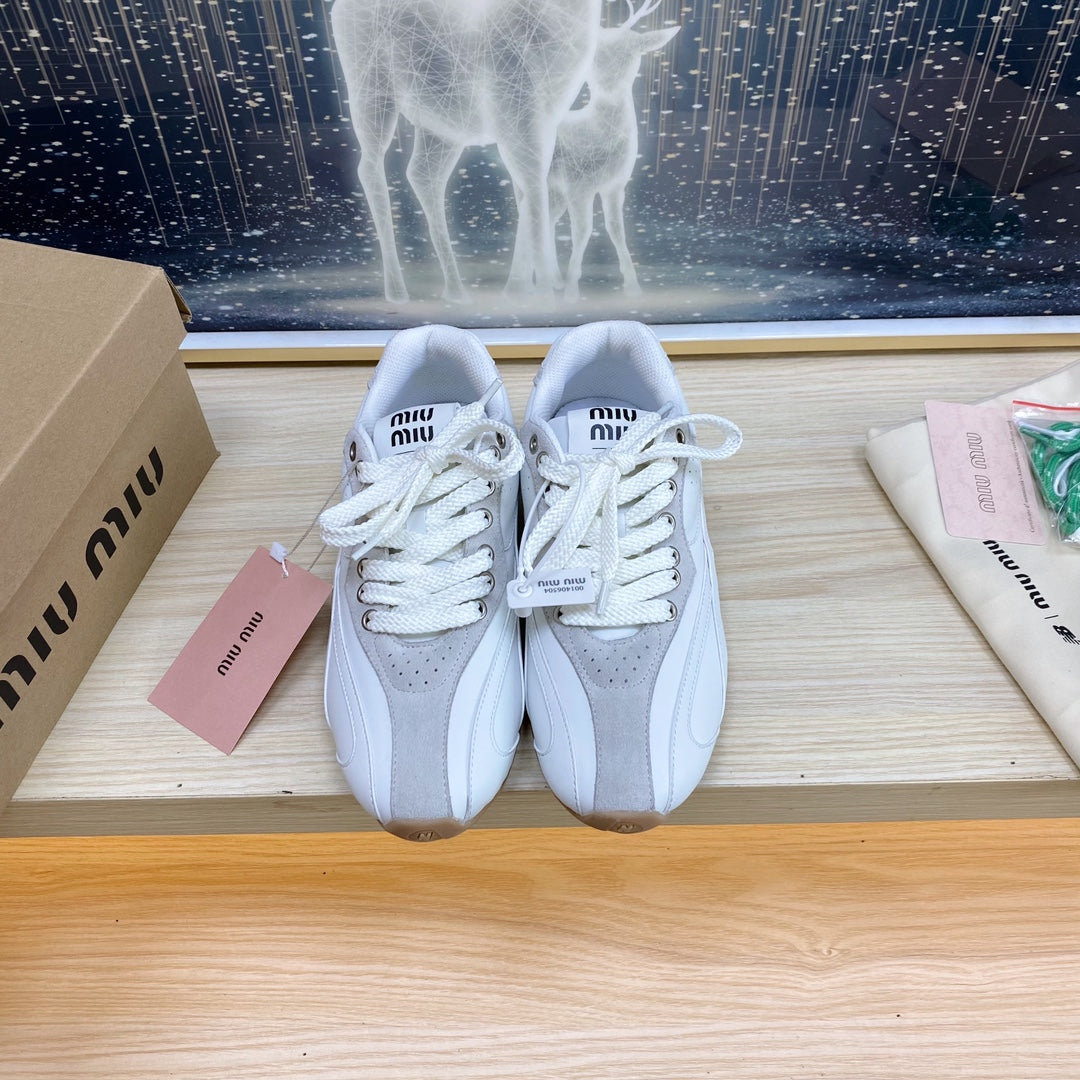 NB White and Gray Sneakers Cowhide - 35