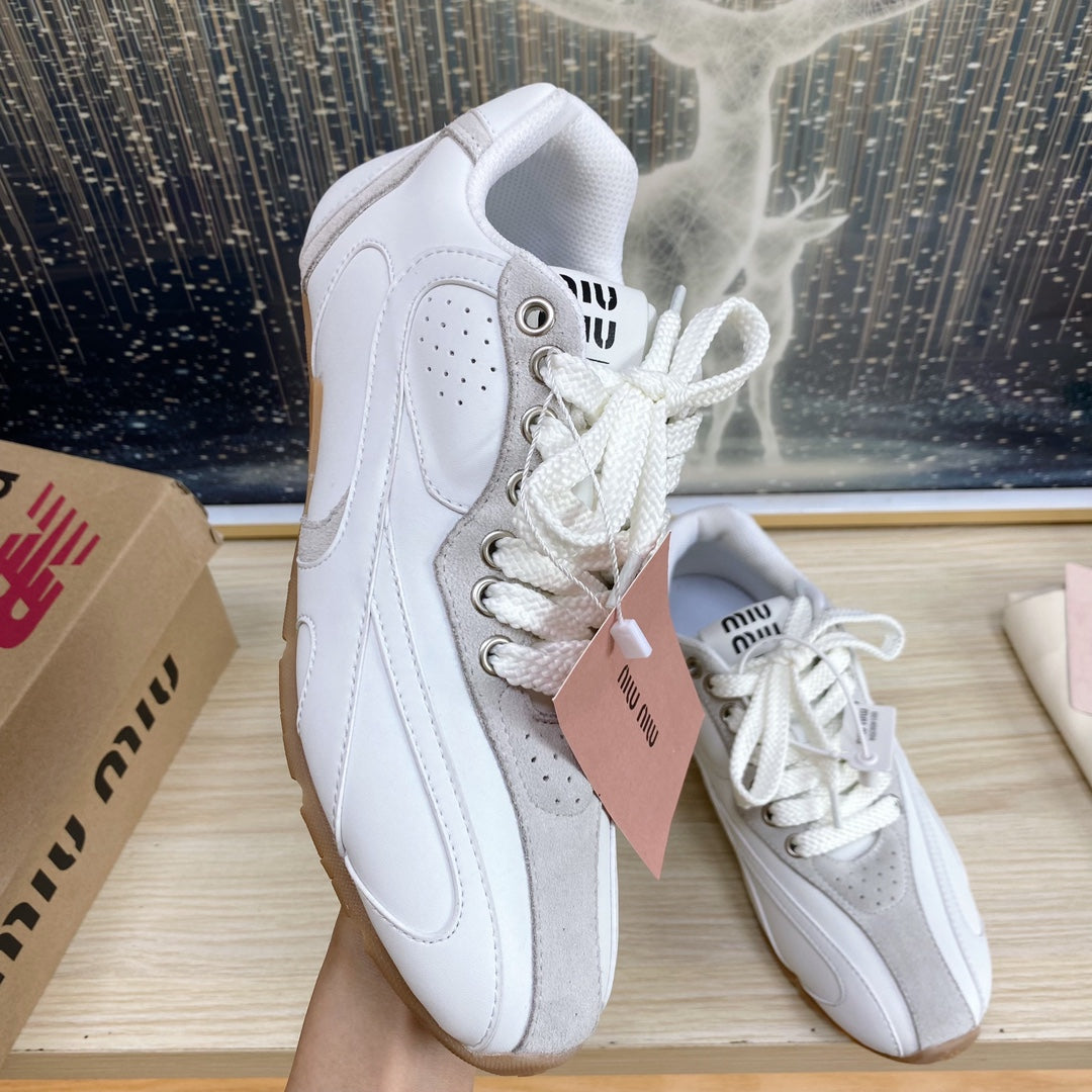 NB White and Gray Sneakers Cowhide - 35